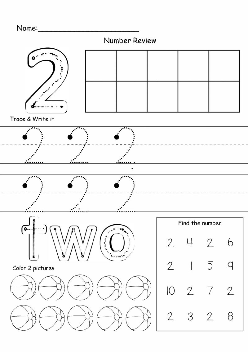 图片[2]-1—10数字描红练习册，包括描红、填色、找数字，素材可打印-淘学学资料库