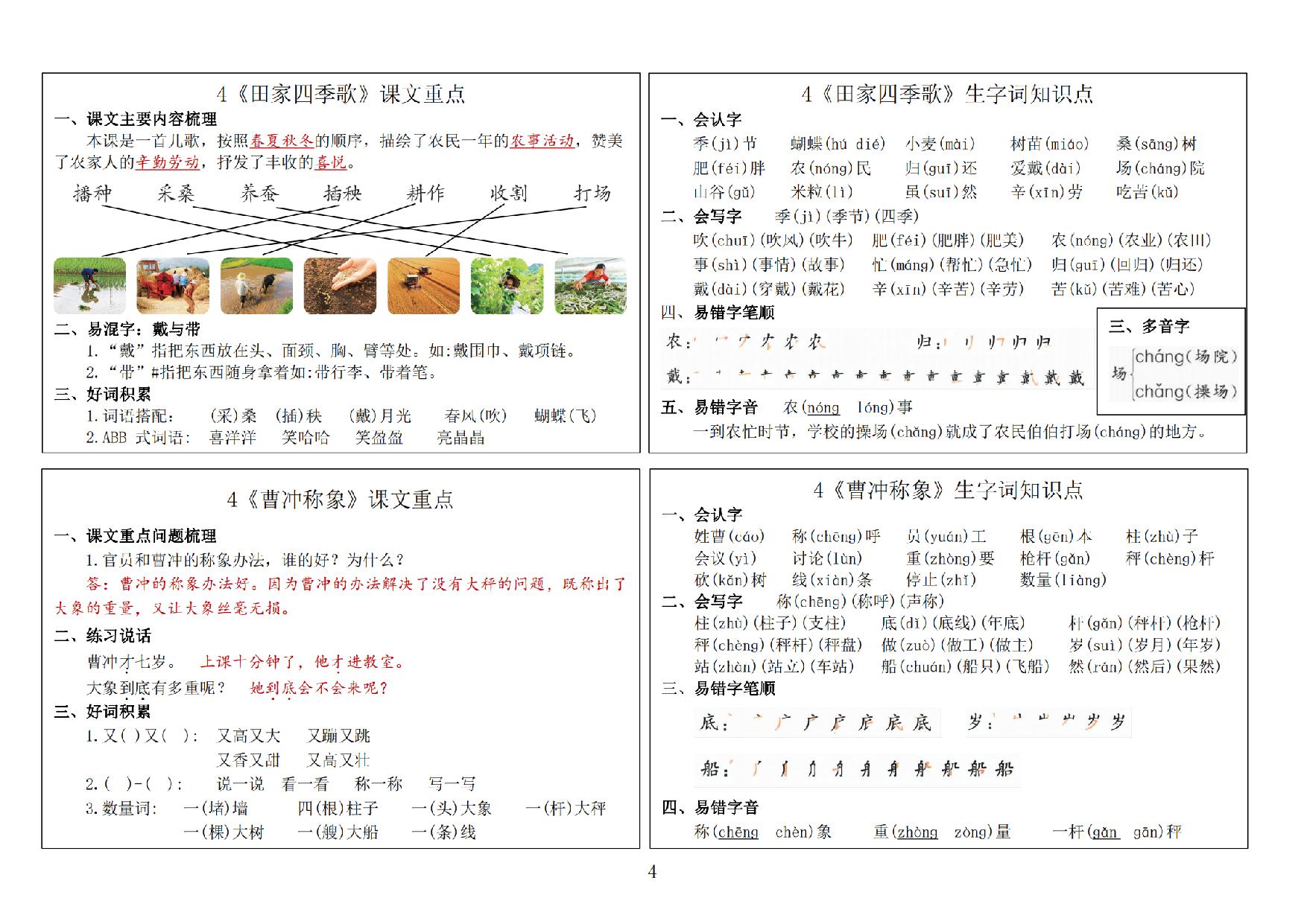 图片[3]-2024秋二年级上册语文新版课课贴-课文重点+生字词知识点，14页PDF电子版-淘学学资料库