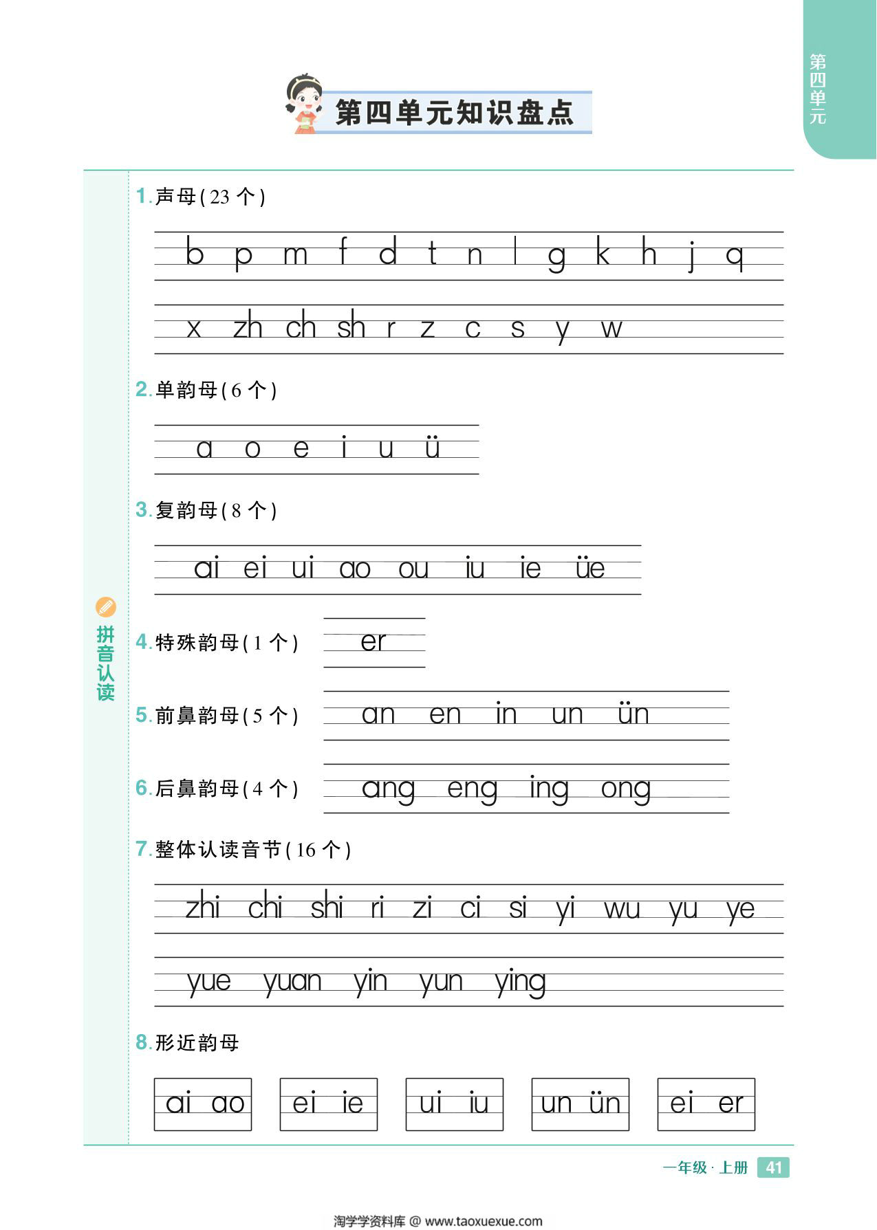 图片[2]-24秋新版一年级上册语文1-8单元《知识盘点》，8页PDF电子版-淘学学资料库