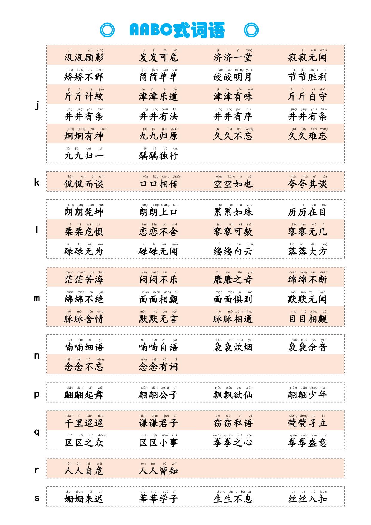 图片[2]-AABC式词语，词语积累3页PDF电子版-淘学学资料库