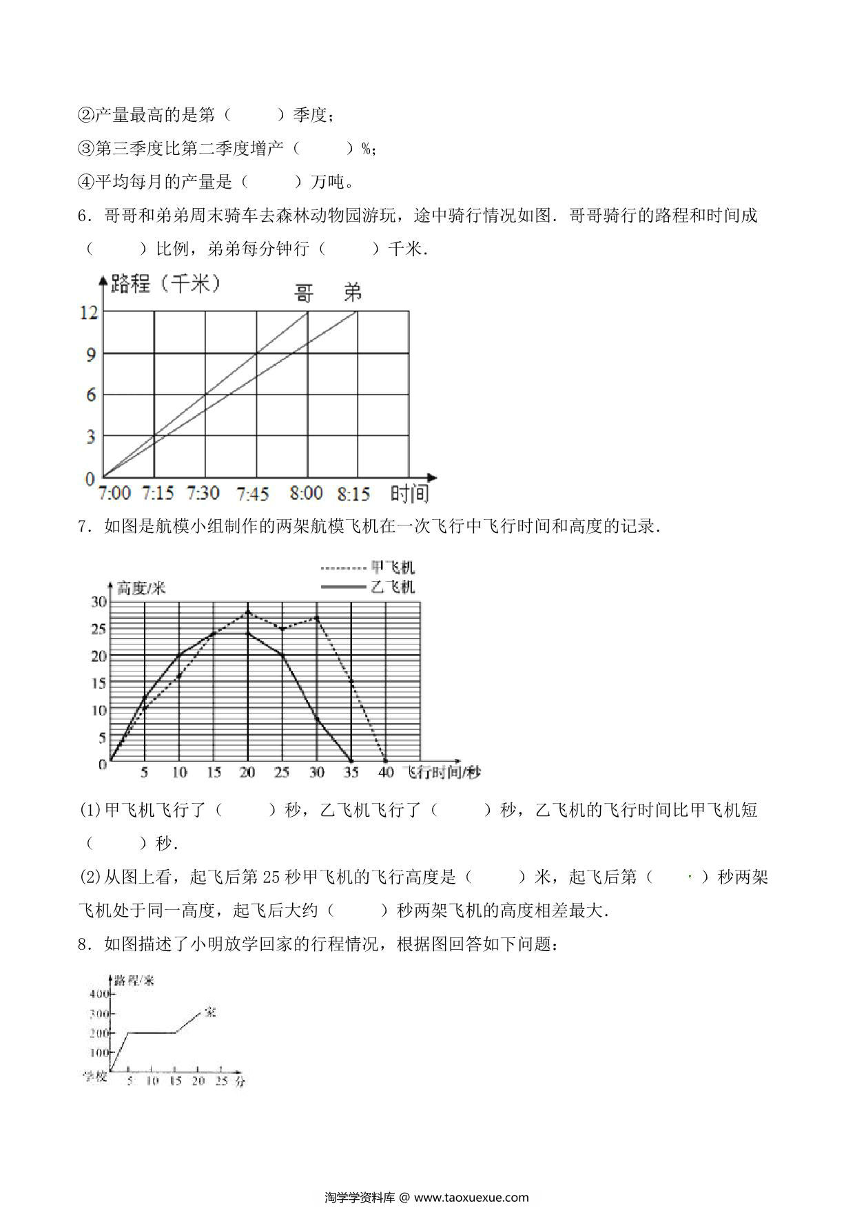 图片[3]-【单元AB卷】第七单元 折线统计图 五年级下册数学单元检测试题B卷 人教版，11页PDF可打印-淘学学资料库