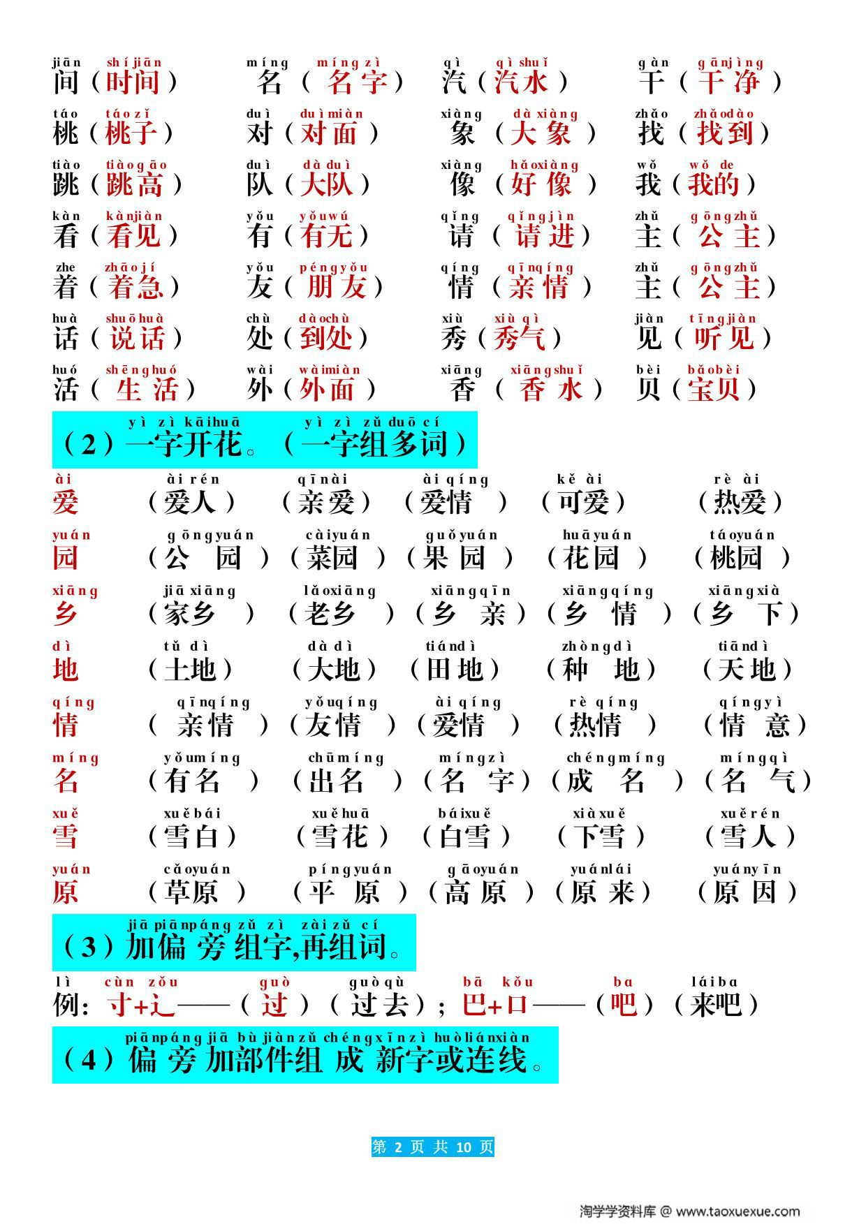 图片[2]-一年级上册语文期末考点汇总，10页PDF电子版-淘学学资料库