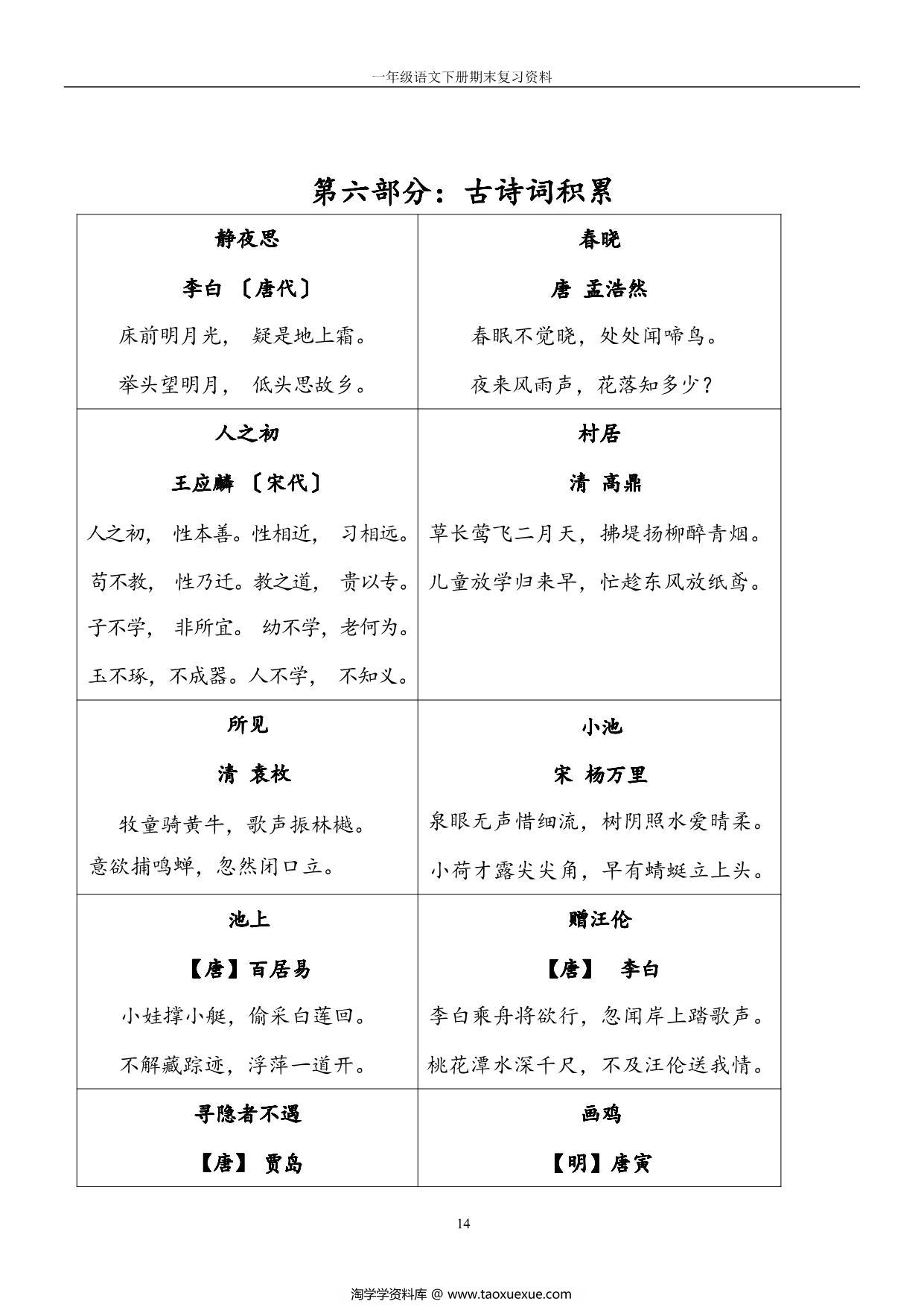 图片[3]-一年级下册语文期末复习资料，16页PDF电子版-淘学学资料库