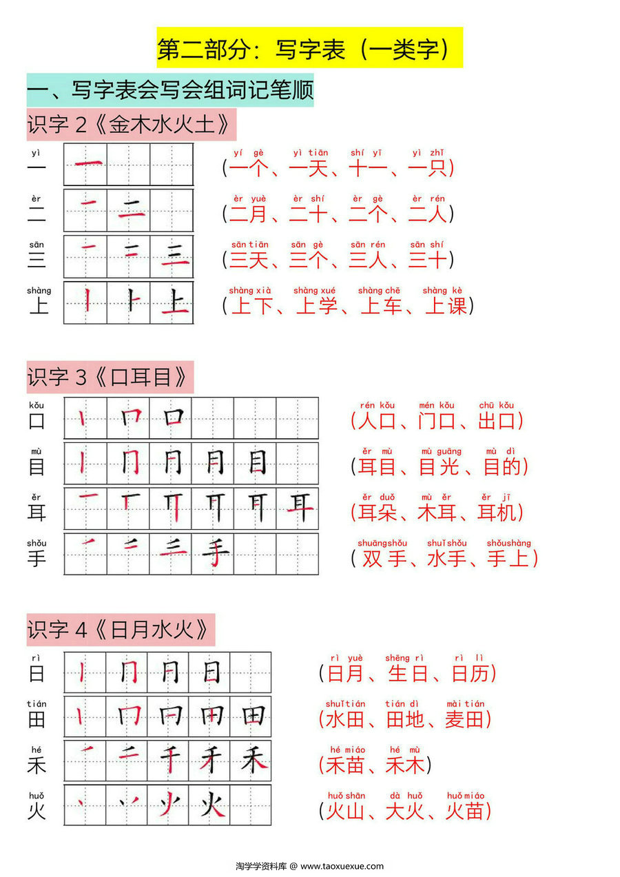 图片[2]-一年级语文上册期末倒计时冲刺复习，31页PDF可打印-淘学学资料库