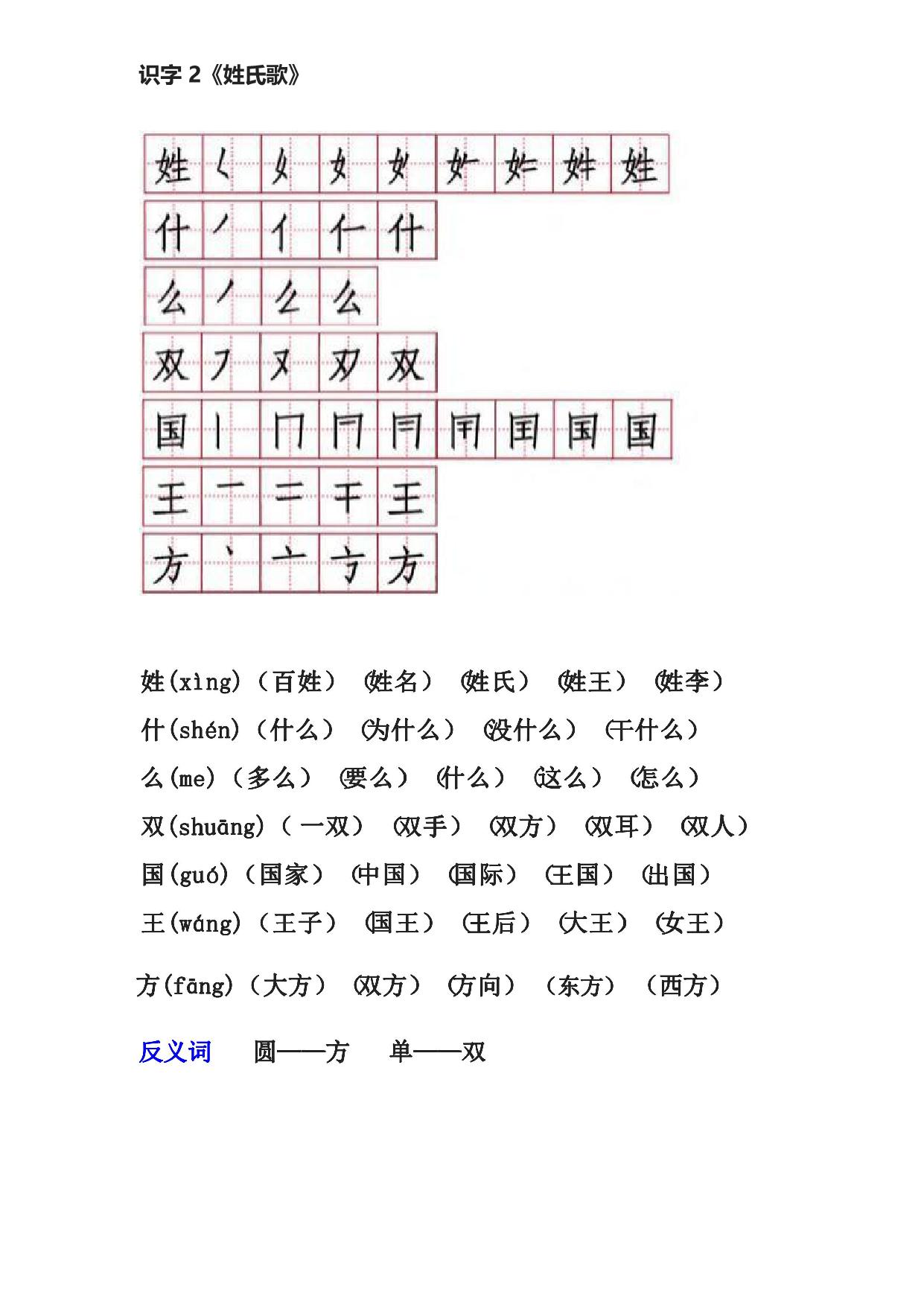 图片[2]-一年级语文下册笔顺、生字、拼音、组词，30页PDF可打印-淘学学资料库