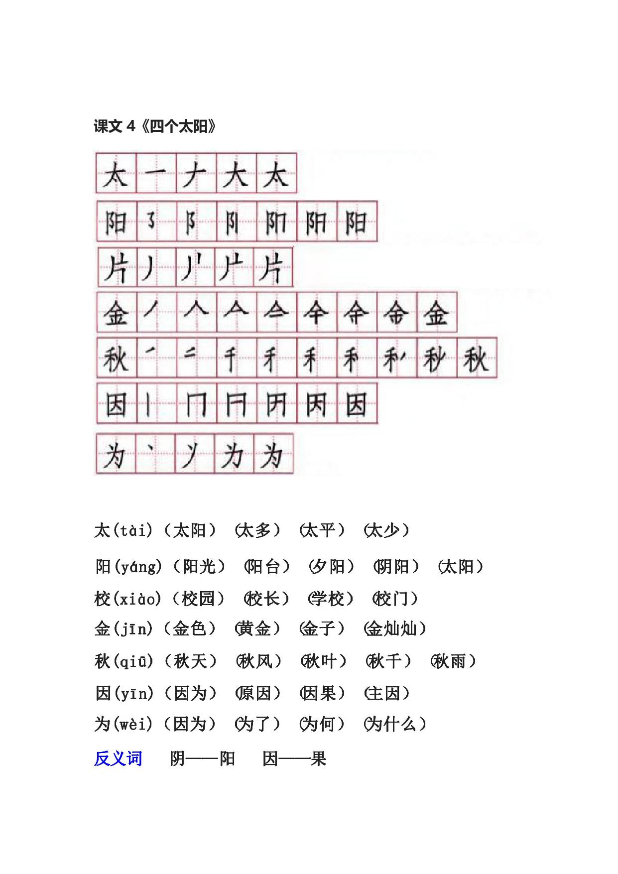 图片[4]-一年级语文下册笔顺、生字、拼音、组词，30页PDF可打印-淘学学资料库