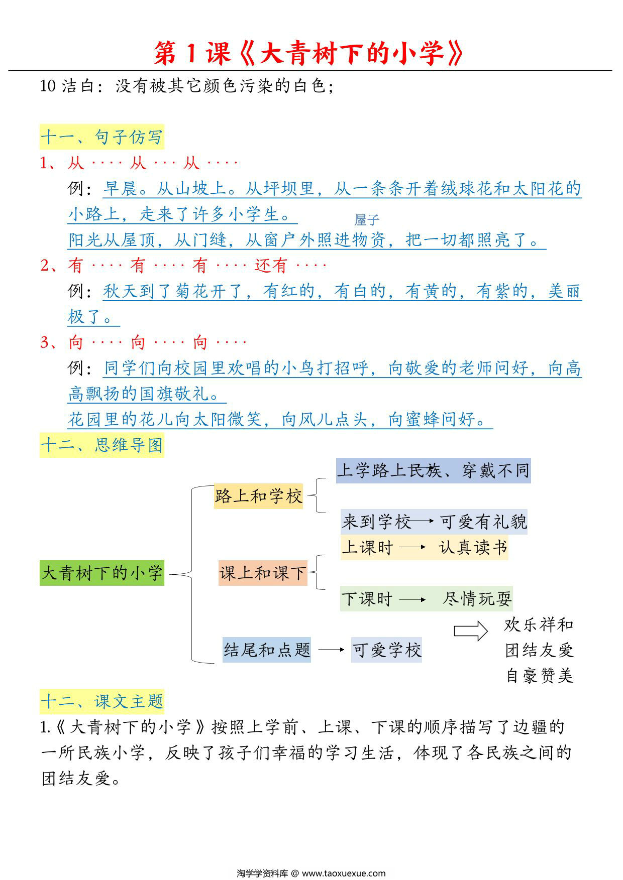 图片[3]-三年级上册语文1-4单元知识点总结，37页PDF电子版-淘学学资料库