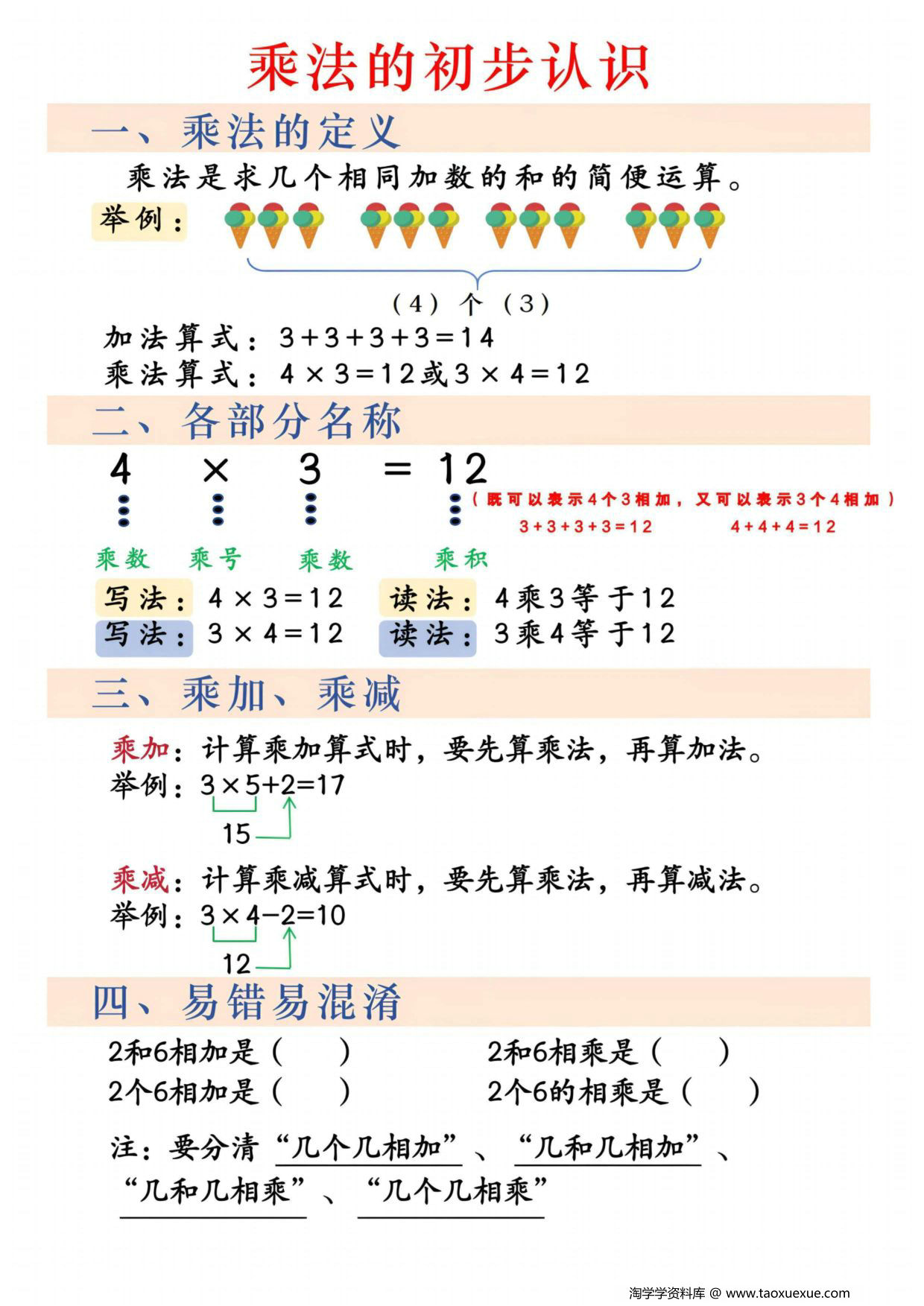 图片[1]-二年级上册数学表内乘法专项练习，30页PDF电子版-淘学学资料库