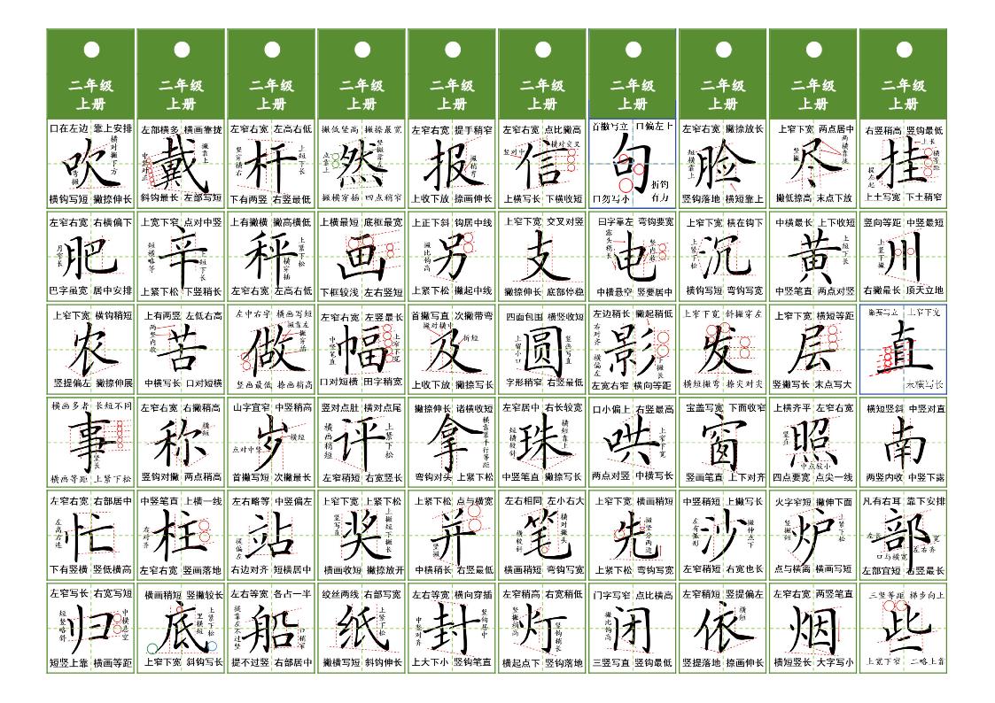 图片[2]-二年级上册语文同步精讲字卡，10页PDF可打印-淘学学资料库