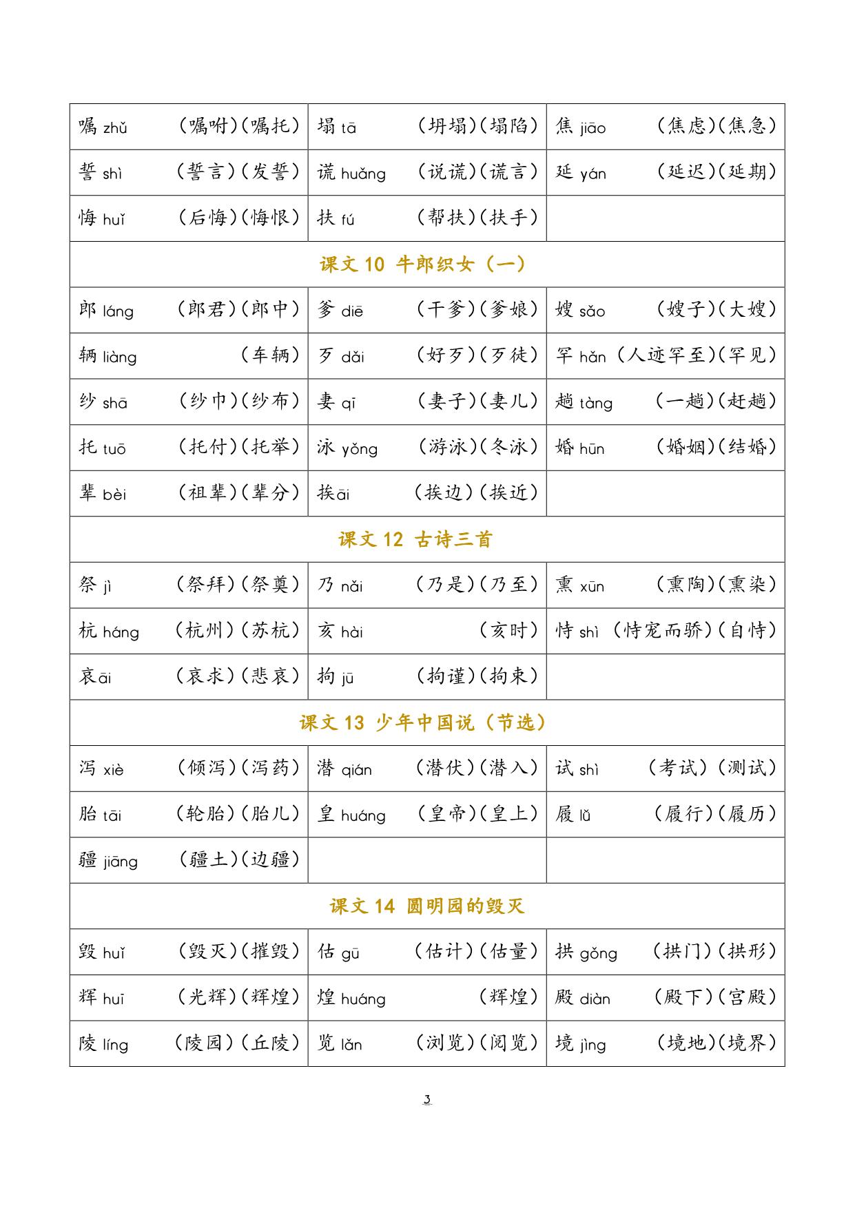 图片[3]-五年级语文上册会写字及组词，6页PDF电子版-淘学学资料库