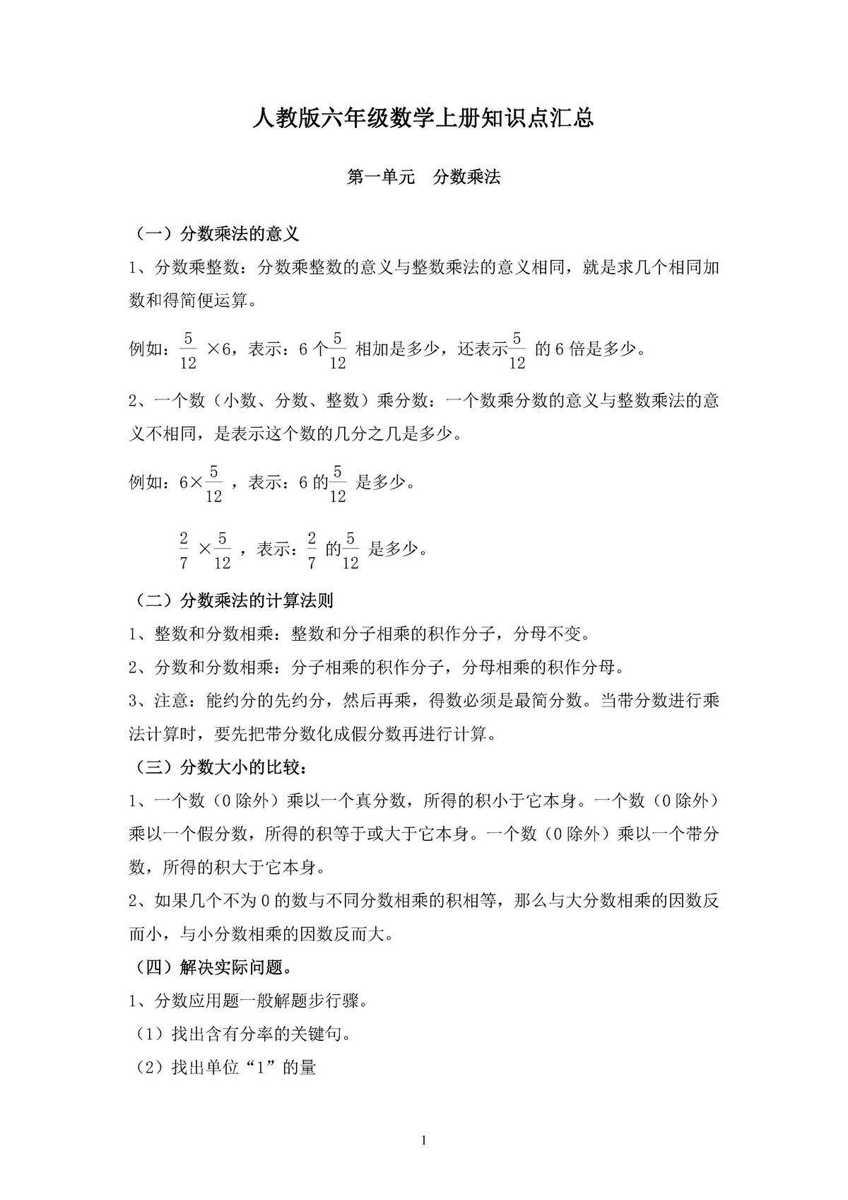 图片[1]-人教版六年级数学上册知识点汇总-淘学学资料库