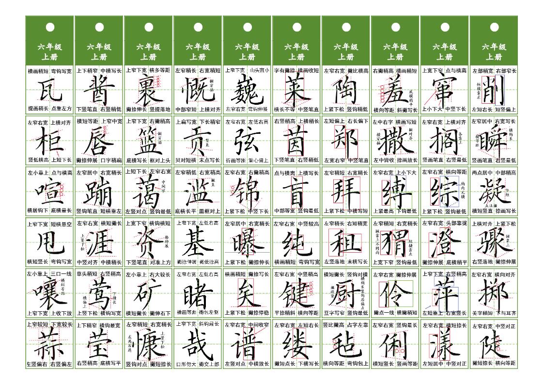 图片[3]-六年级上册语文同步精讲字卡，5页PDF可打印-淘学学资料库