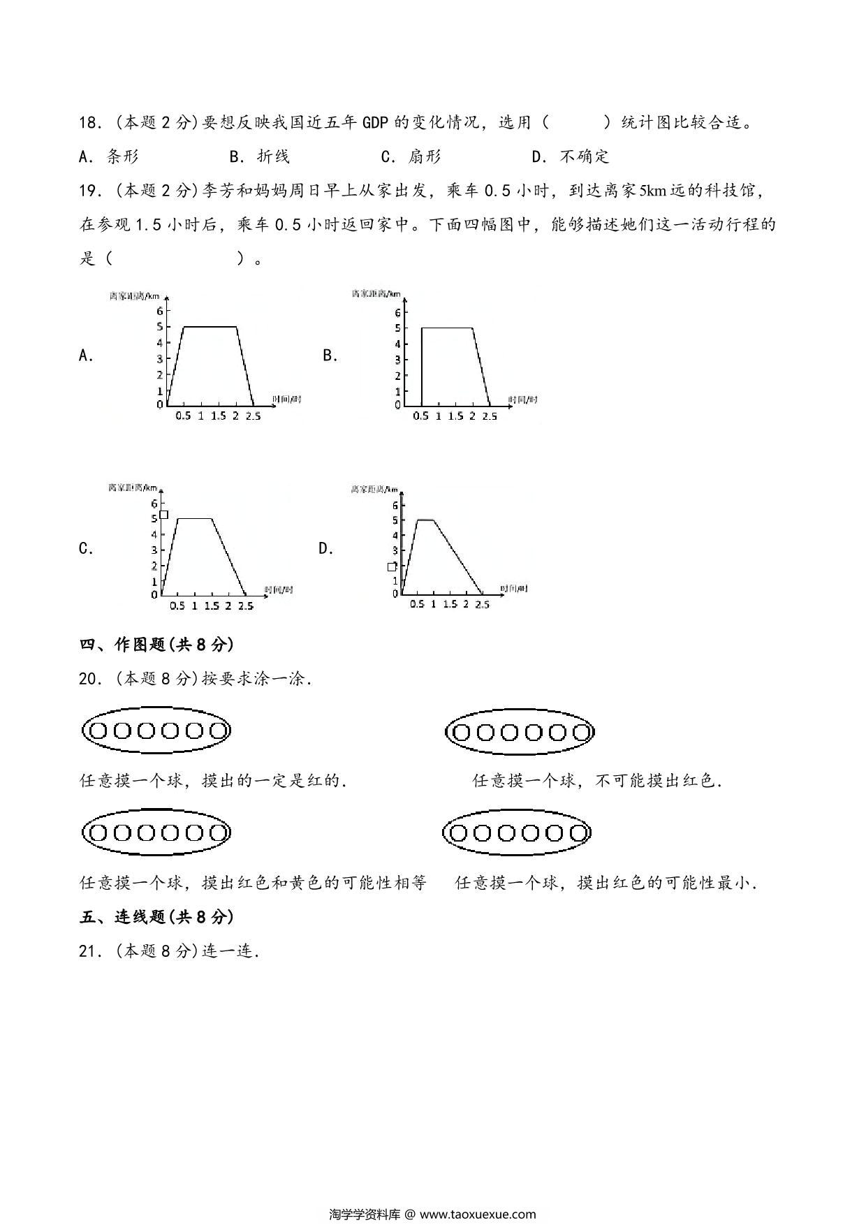 图片[3]-六年级下册数学总复习专项训练统计和概率（一）（人教版），10页PDF电子版-淘学学资料库