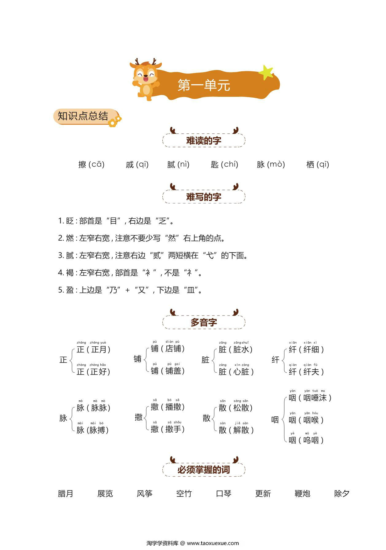 图片[1]-六年级语文下册期中复习宝典，41页PDF电子版-淘学学资料库