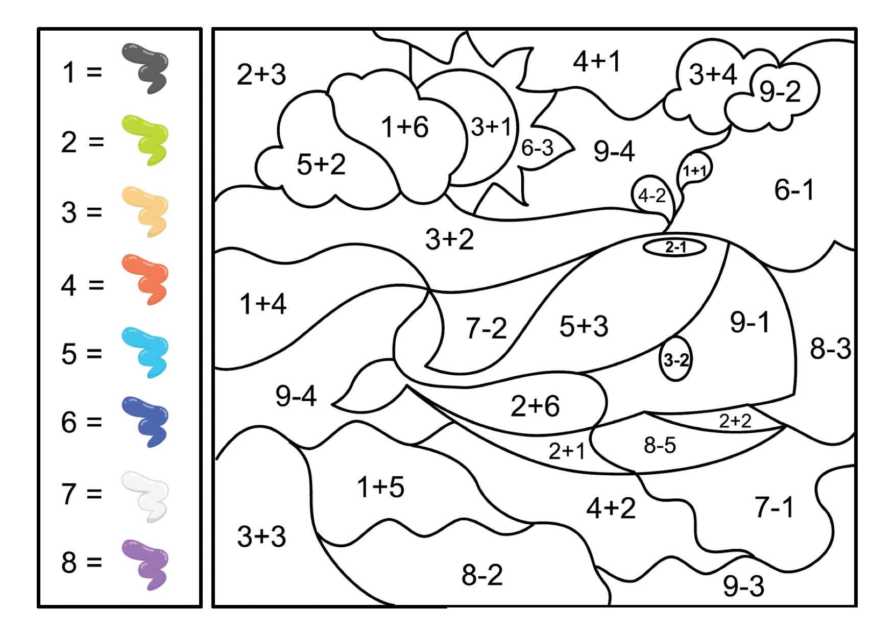 图片[2]-加减法计算填色画_2，6页PDF-淘学学资料库