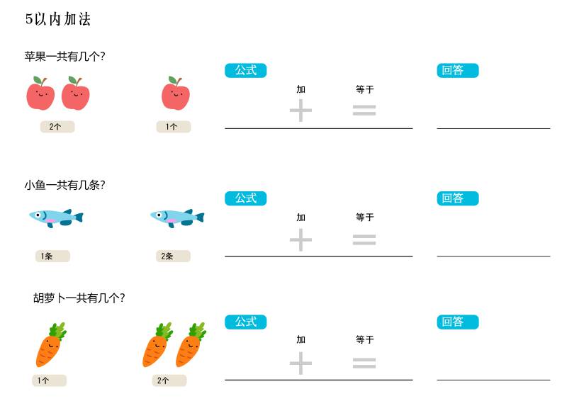 图片[1]-加法练习，插画版（中文版），幼儿数学启蒙电子版PDF打印,百度网盘下载-淘学学资料库