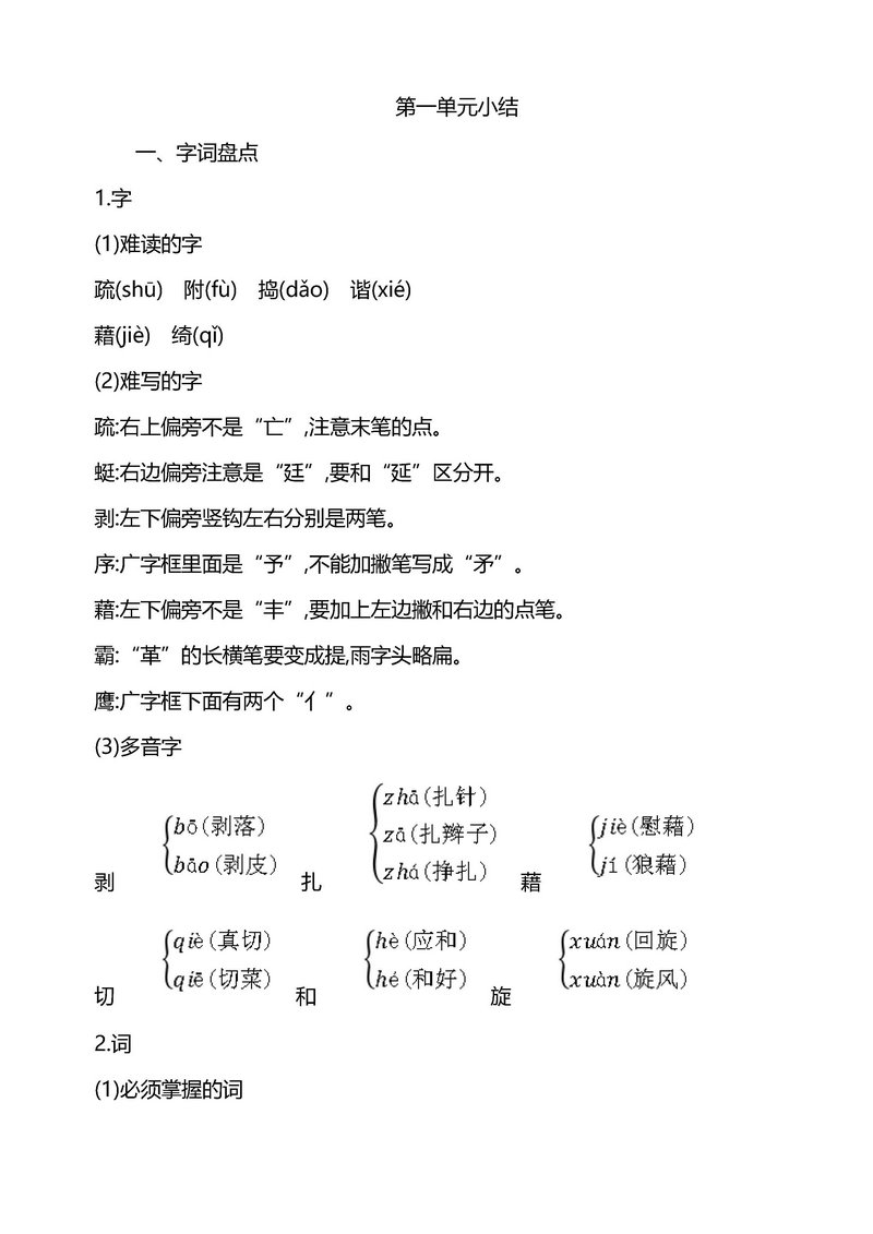 图片[1]-四年级语文下册重点知识归纳-淘学学资料库