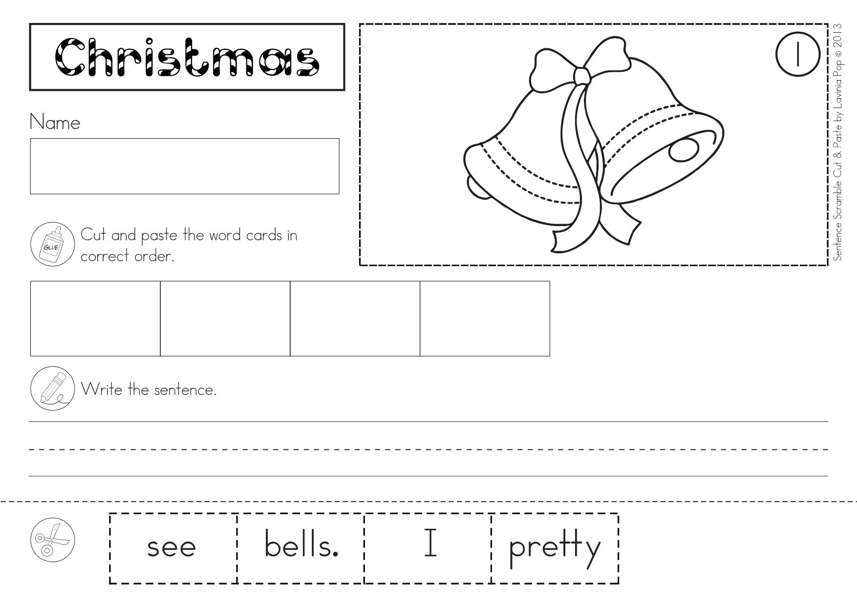 图片[4]-圣诞主题互动书，Christmas Sentence Scramble with Cut and Paste Worksheets，59页PDF-淘学学资料库