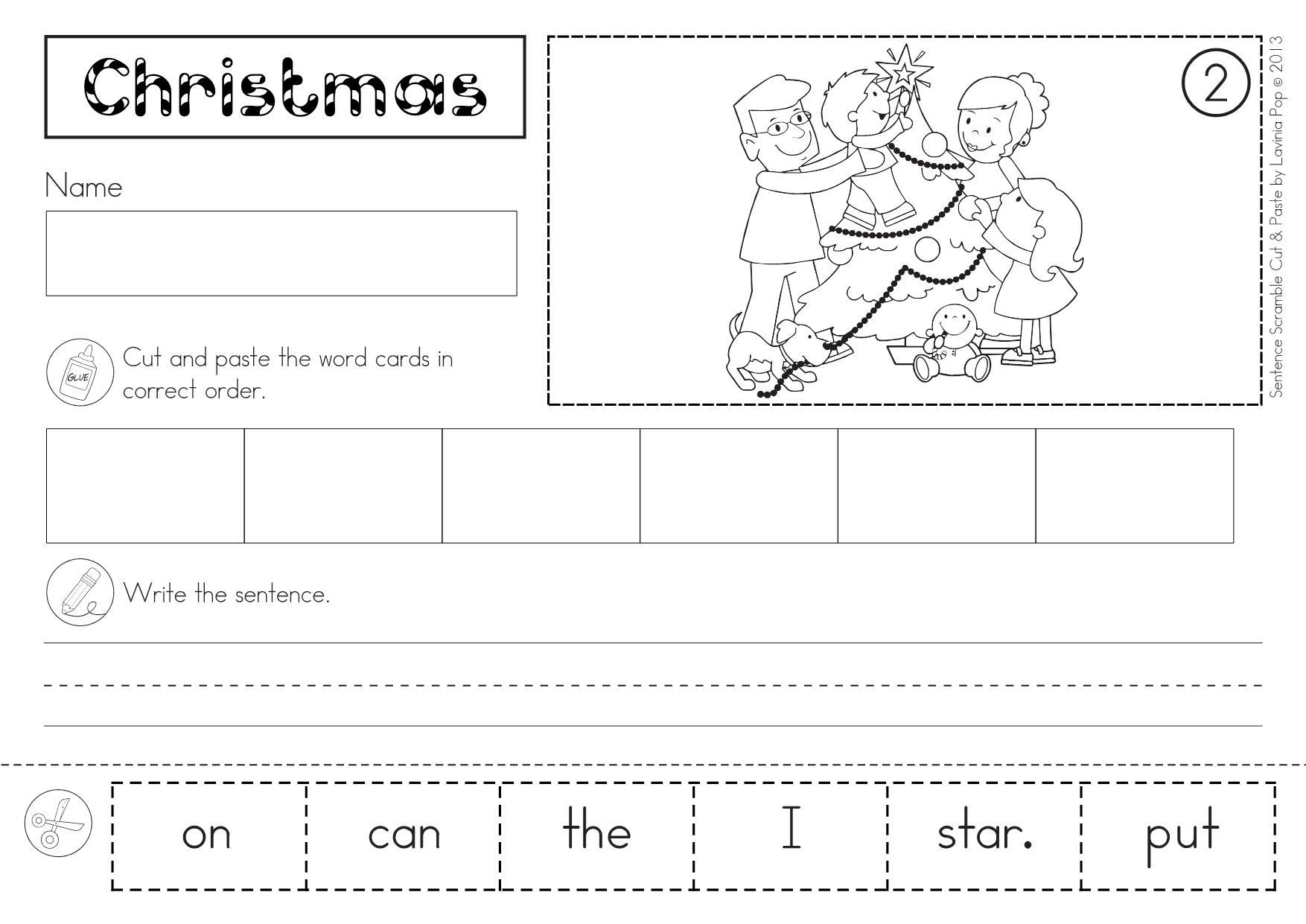 图片[5]-圣诞主题互动书，Christmas Sentence Scramble with Cut and Paste Worksheets，59页PDF-淘学学资料库