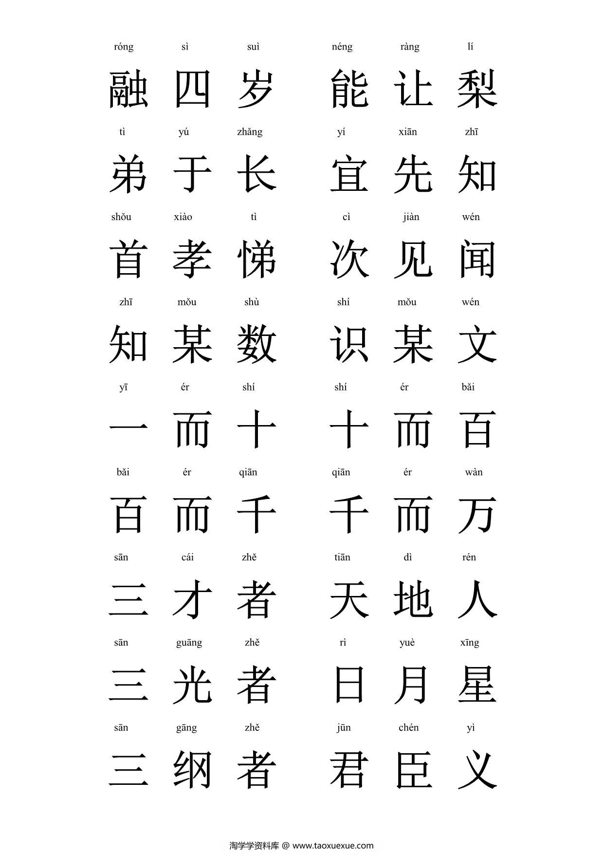 图片[3]-大字拼音版三字经，28页PDF可打印-淘学学资料库