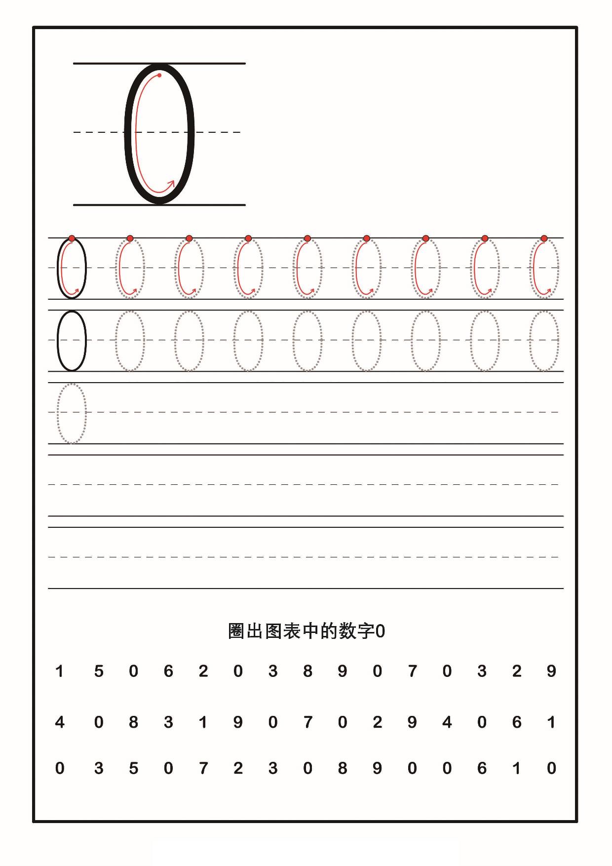 图片[1]-数字0-9书写练习，10页PDF可打印-淘学学资料库