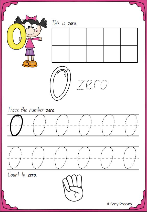 图片[1]-数字描红0-30书写，幼儿卡通电子版PDF可打印-淘学学资料库