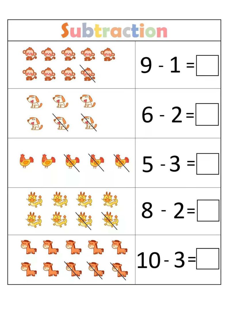 图片[4]-数学启蒙10以内加减法卡通版，幼儿学算数，素材可打印-淘学学资料库