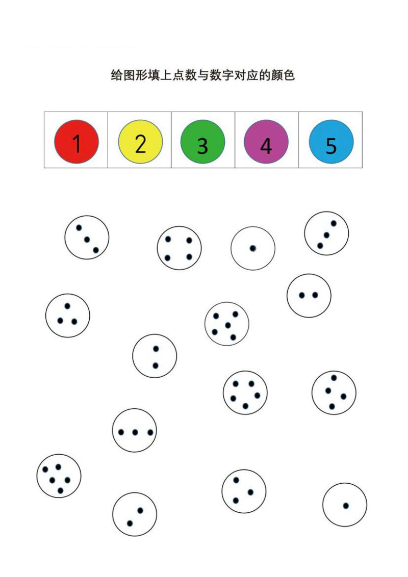 图片[2]-数感涂色专注力训练，给图形填上点数与数字对应的颜色，可打印-淘学学资料库