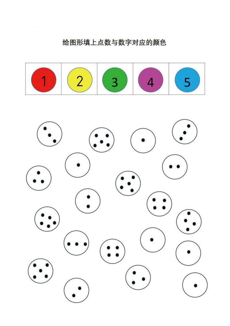 图片[3]-数感涂色专注力训练，给图形填上点数与数字对应的颜色，可打印-淘学学资料库