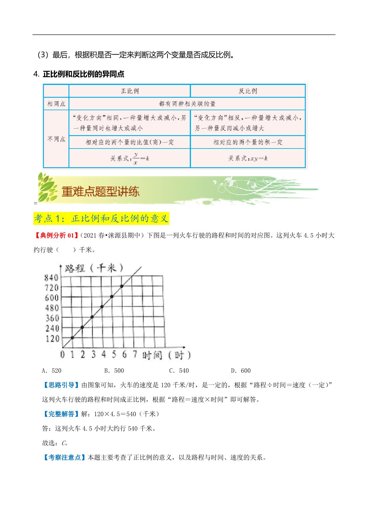 图片[3]-第四单元《正比例和反比例》章节复习巩固—六年级下册同步重难点精讲精练（北师大版），16页PDF电子版-淘学学资料库