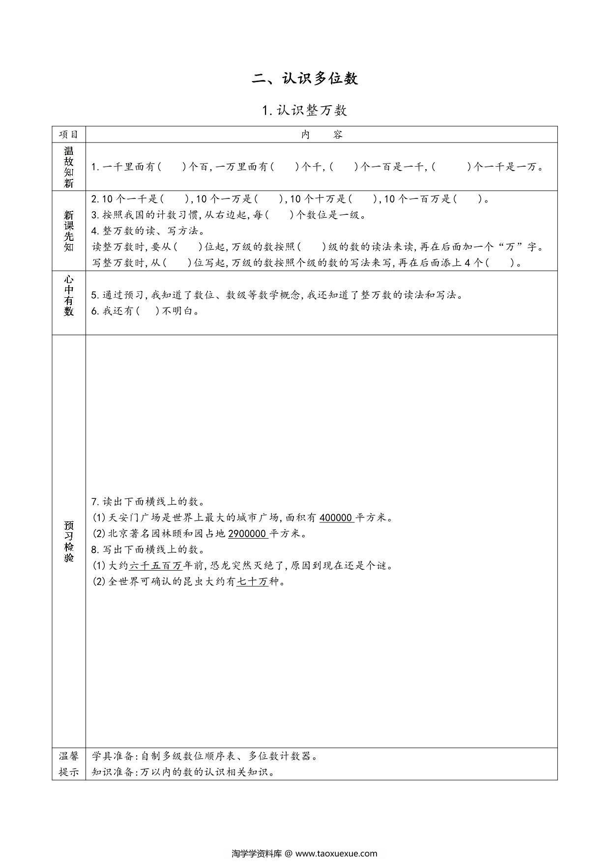 图片[4]-苏教版四年级下册小学预习单，36页PDF可打印-淘学学资料库