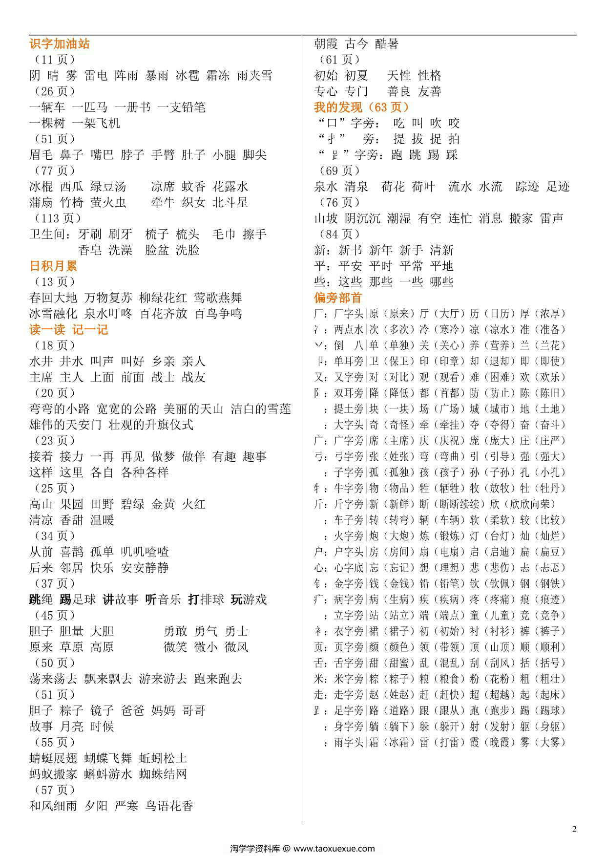 图片[2]-部编版一年级下册语文知识点(要求背诵) 2页PDF-淘学学资料库