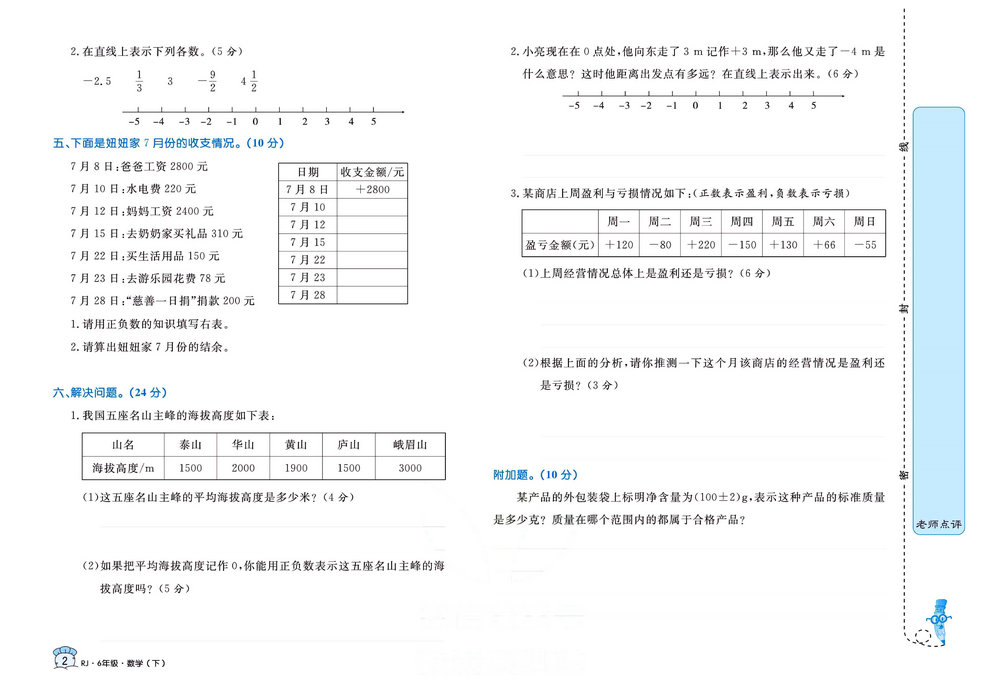 图片[2]-黄冈名卷六年级下册数学人教版-淘学学资料库